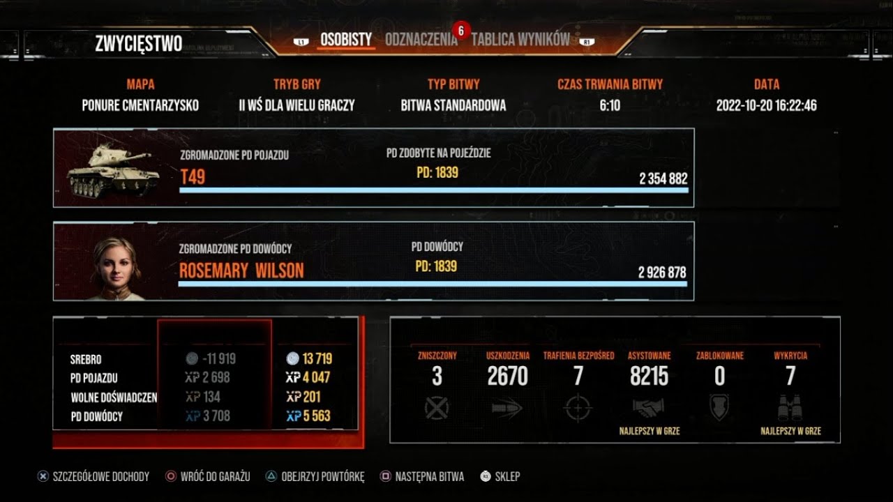 WOT PS4 Halloween map T49 10,8 k combined YouTube