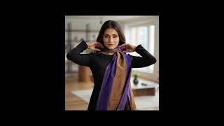 Vivid Purple Wool and Silk Artisanal Scarf Wrap Stole with Zari