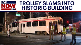 Trolley crashes into historic building in Philadelphia | LiveNOW from FOX