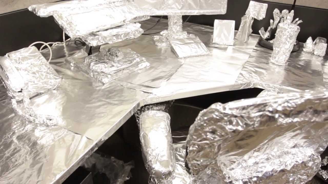 Mitch S Desk Covered In Aluminum Foil Youtube