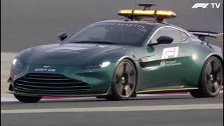 Bernd Maylander drifts the F1 Aston Martin safety car around Bahrain