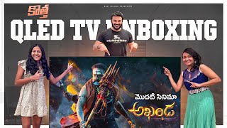 New QLED TV Unboxing | Living room Setup | Akhanda Movie | Balayya | Ravi Telugu Traveller