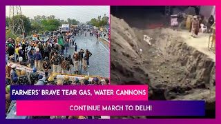 Farmers' Continue 'Delhi Chalo' March Even As Police Resort To Tear Gas, Water Canons And Drones