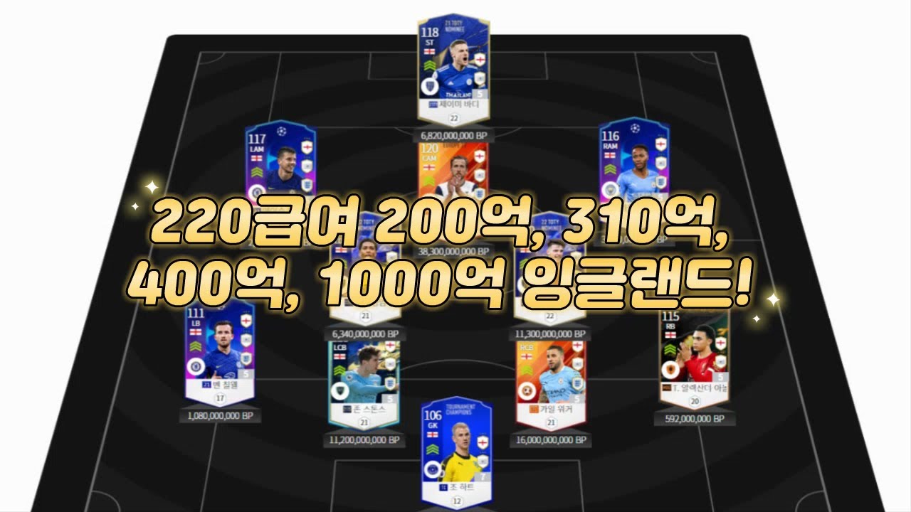 피파4 요청스쿼드 200억, 310억, 400억, 1000억 잉글랜드 220급여! - Youtube