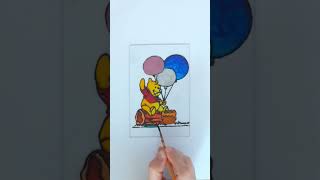 Winnie the pooh animation character painting _ painting with stained glass # shorts # stained glass
