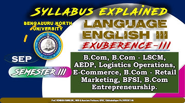 III Semester B.Com English Complete Syllabus Explained | BNU  | SEP