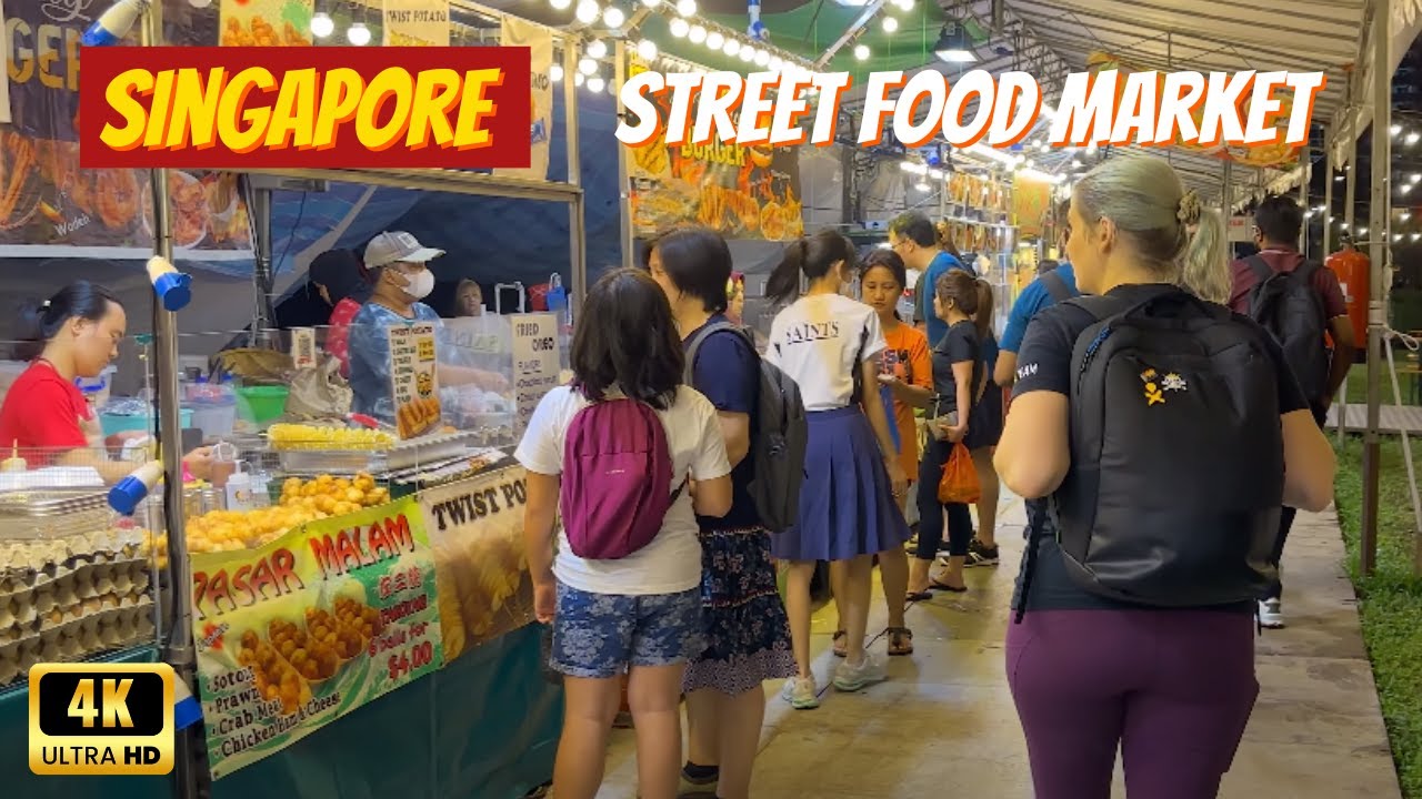 Exploring the Vibrant Street Food Market in Singapore A 4K Walking