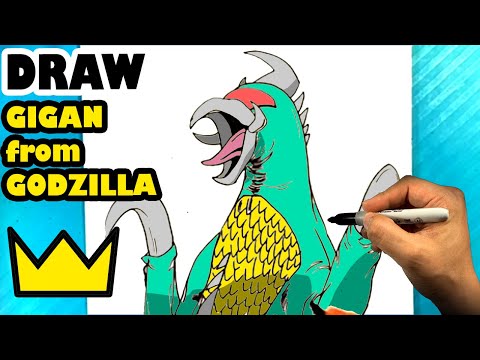 How to Draw GIGAN from GODZILLA - Kaiju King