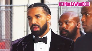 Drake Arrives In A Black Velvet Tuxedo With Heavy Security At The 'Amsterdam' Movie Premiere In N.Y.