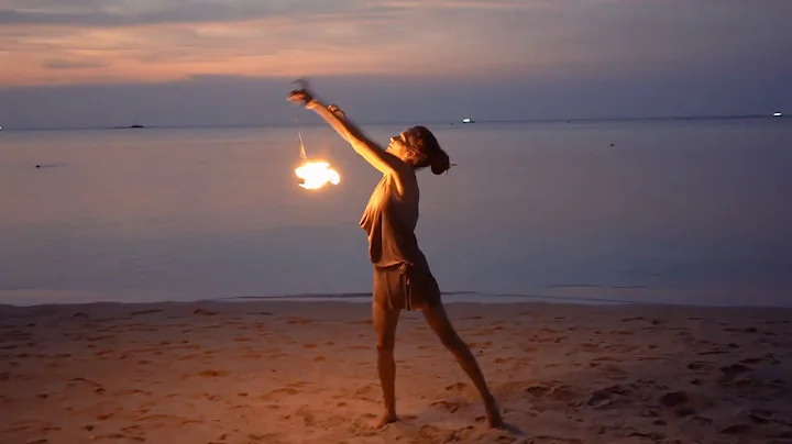 Anya Olejnik, fire poi dance at Zen Beach, Koh Phangan