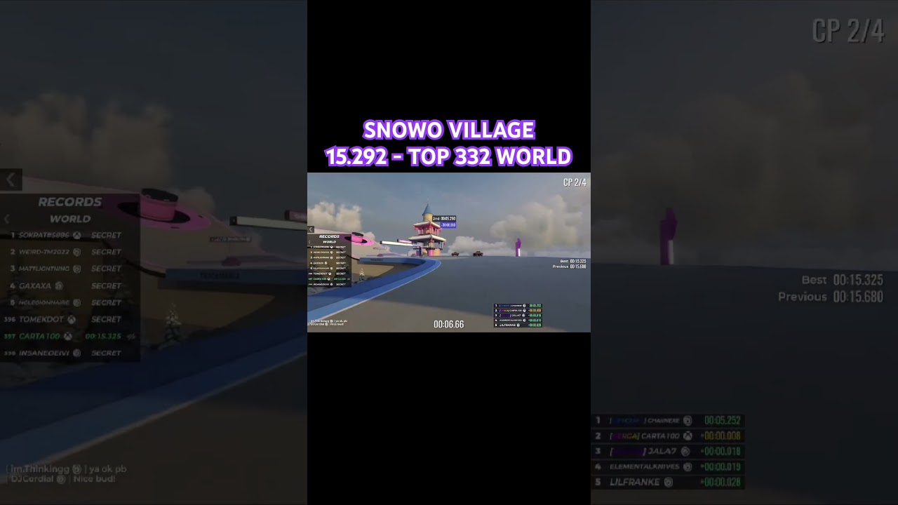 TOP 332 WORLD 🥶 SNOWO VILLAGE – 15.292 | Trackmania Weekly Shorts Week 42