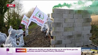 Bretagne : des écologiste arrêtent un train rempli de blé et déversent une partie du chargement