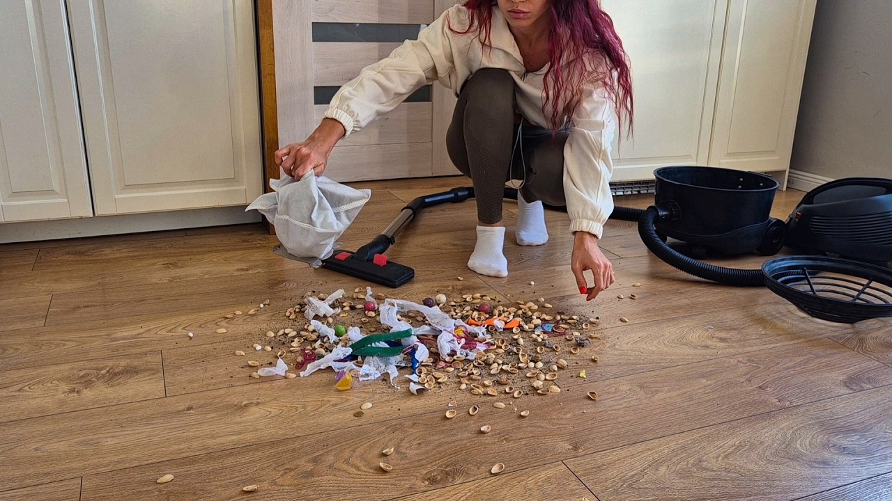 Cleaning and vacuuming my messy room