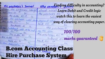 Hire Purchase Journal entries ( basics) Advance Accounting by Anam Sheikh. Get 100% marks.