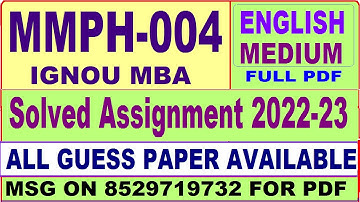 mmph 004 solved assignment 2022-23 / mmph 4 solved assignment in english / ignou mba new
