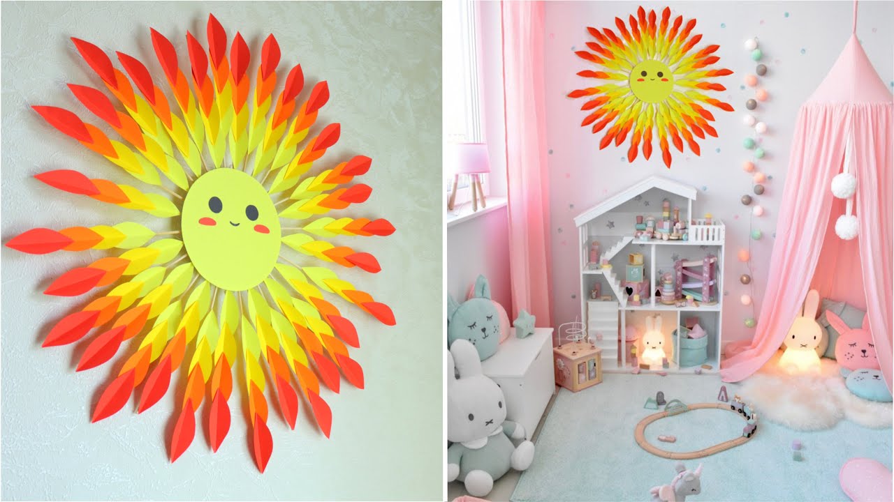 Children Kids Room Decor Diy Colored Paper Craft How To Make Cute Wall Decoration Youtube