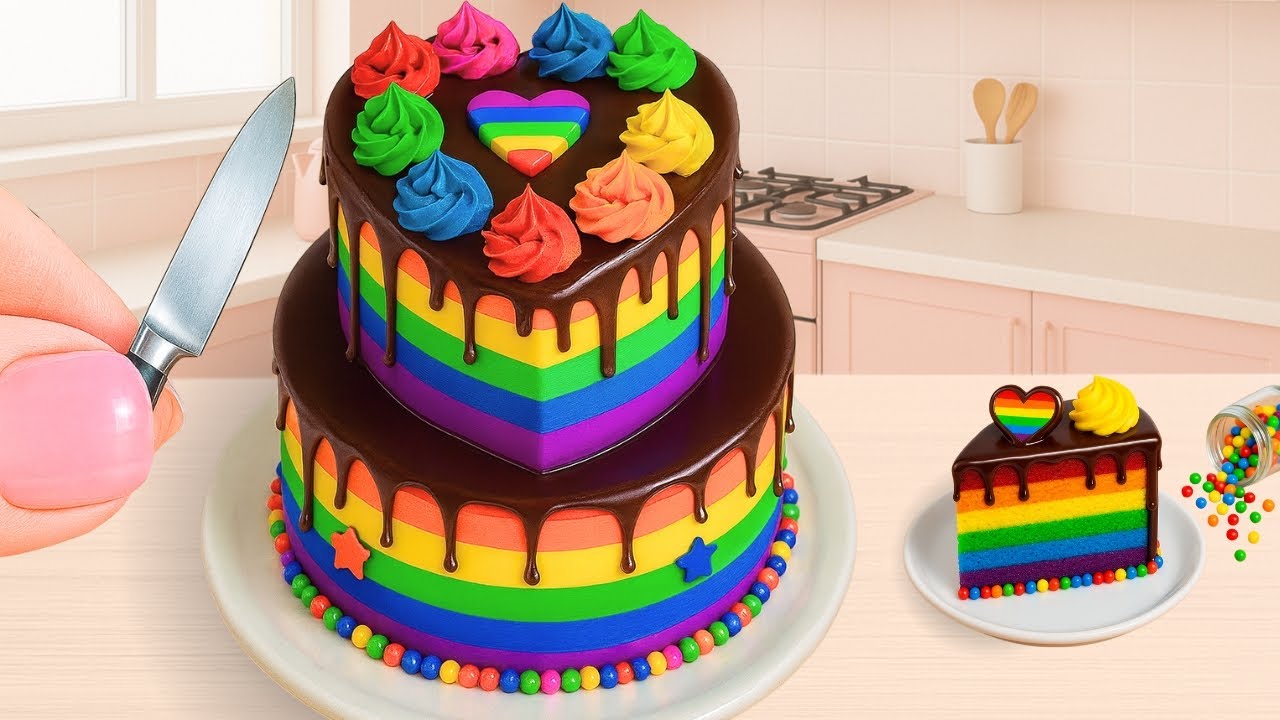 Mini Rainbow Cake Recipe With Chocolate - Stunning Rainbow Cake ...