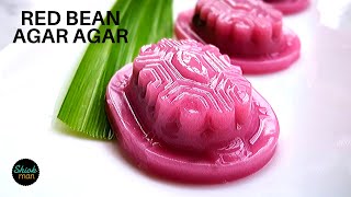 How to make Red Bean flavored Agar Agar Ang Ku Kueh with Red Bean Paste filling