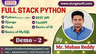 FULL STACK PYTHON tutorials || Demo - 2 || by Mr. Mohan Reddy On 19-06-2026 @8PM (IST)