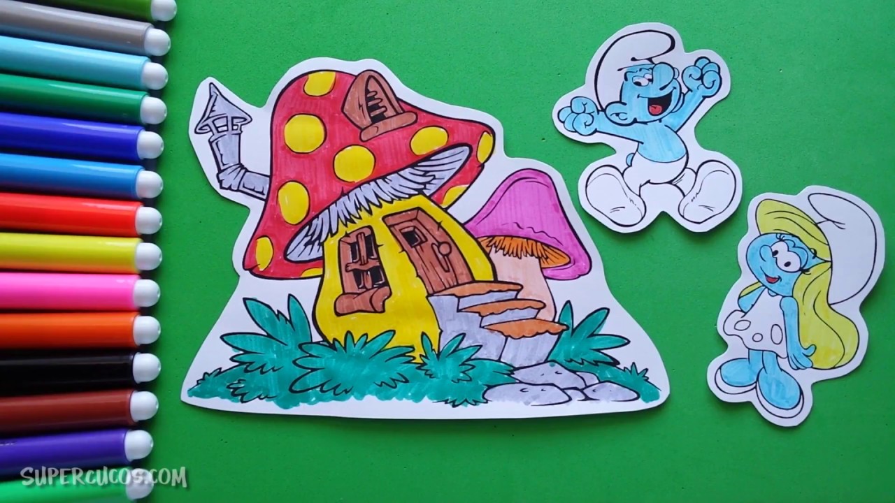 Coloring Page The Smurfs Clumsy & Smurfette | Colorear Los Pitufos Pitufina & Tontín