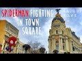 Spiderman fighting in town square 28  vlogging dad