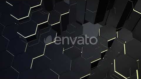 Motion dark black and yellow hex grid background, abstract background | Motion Graphics - Envato...