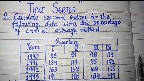 Time Series | Calculate Seasonal Indices | Percentage of Annual Average Method