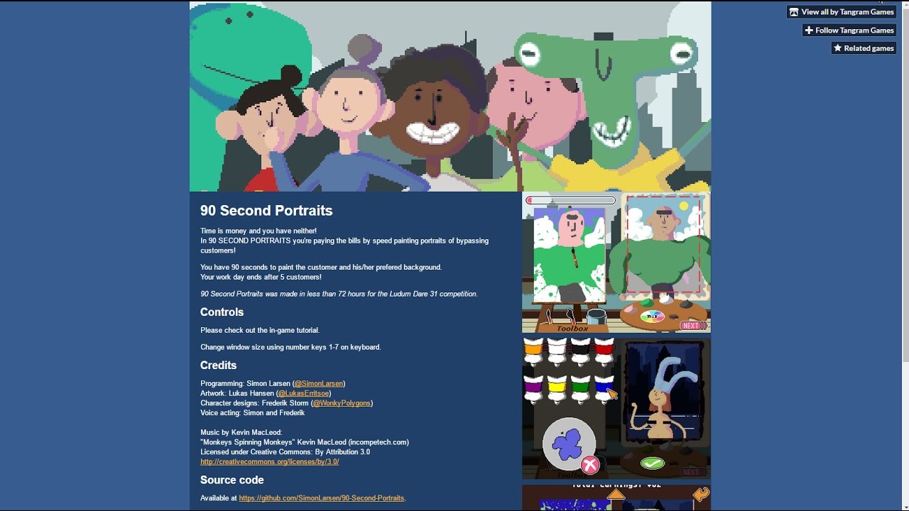 Как бесплатно скачать игру 90 Second Portraits с официального сайта