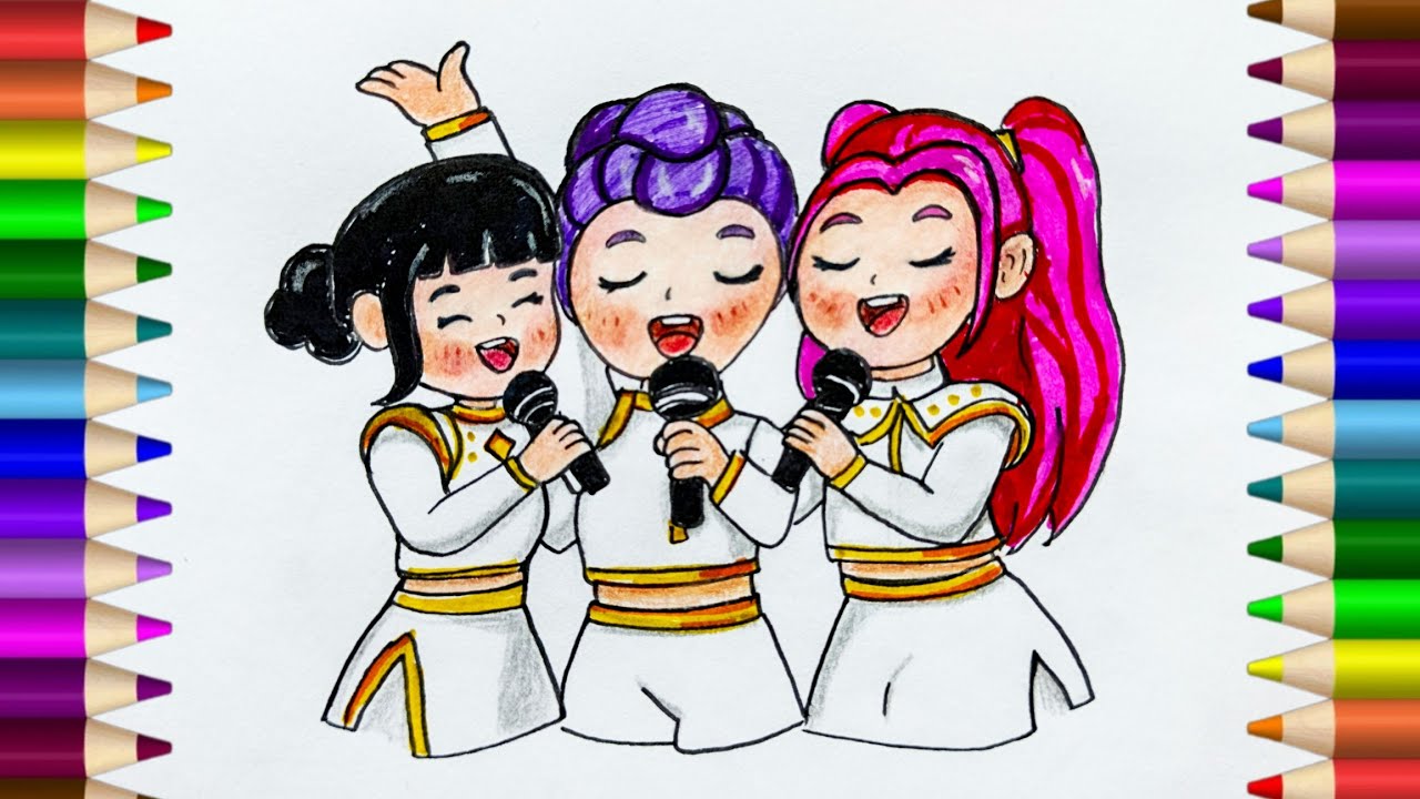 How to Draw Huntrix Rumi Zoey & Mira huntrix | Kpop Demon Hunters | huntrix drawing