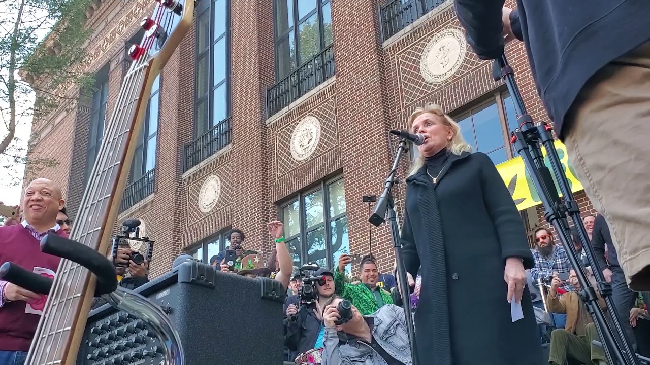U.S. Rep. Debbie Dingell speaks at Hash Bash 2019 in Ann Arbor