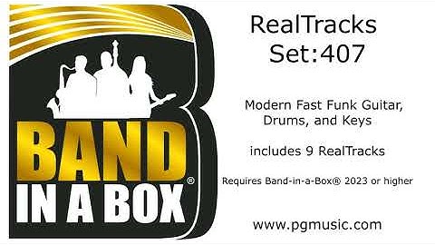 Band-in-a-Box® 2023 - RealTracks Set 407:  Modern Fast Funk Guitar, Drums, and Keys