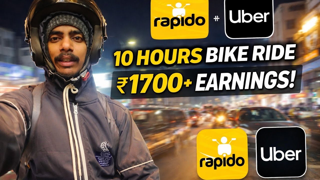10 hour bike ride krke 💵🤑 1700+ earning 🤑💰 rapido/uber bike taxi driver 