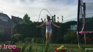 ABDL playing with skipping rope in bakcyard + short club tricks Rhythmic gymnastics
