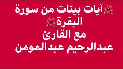 آيات بينات من سورة البقرة / القارئ عبدالرحيم عبدالمومن