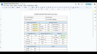 Student Information Form