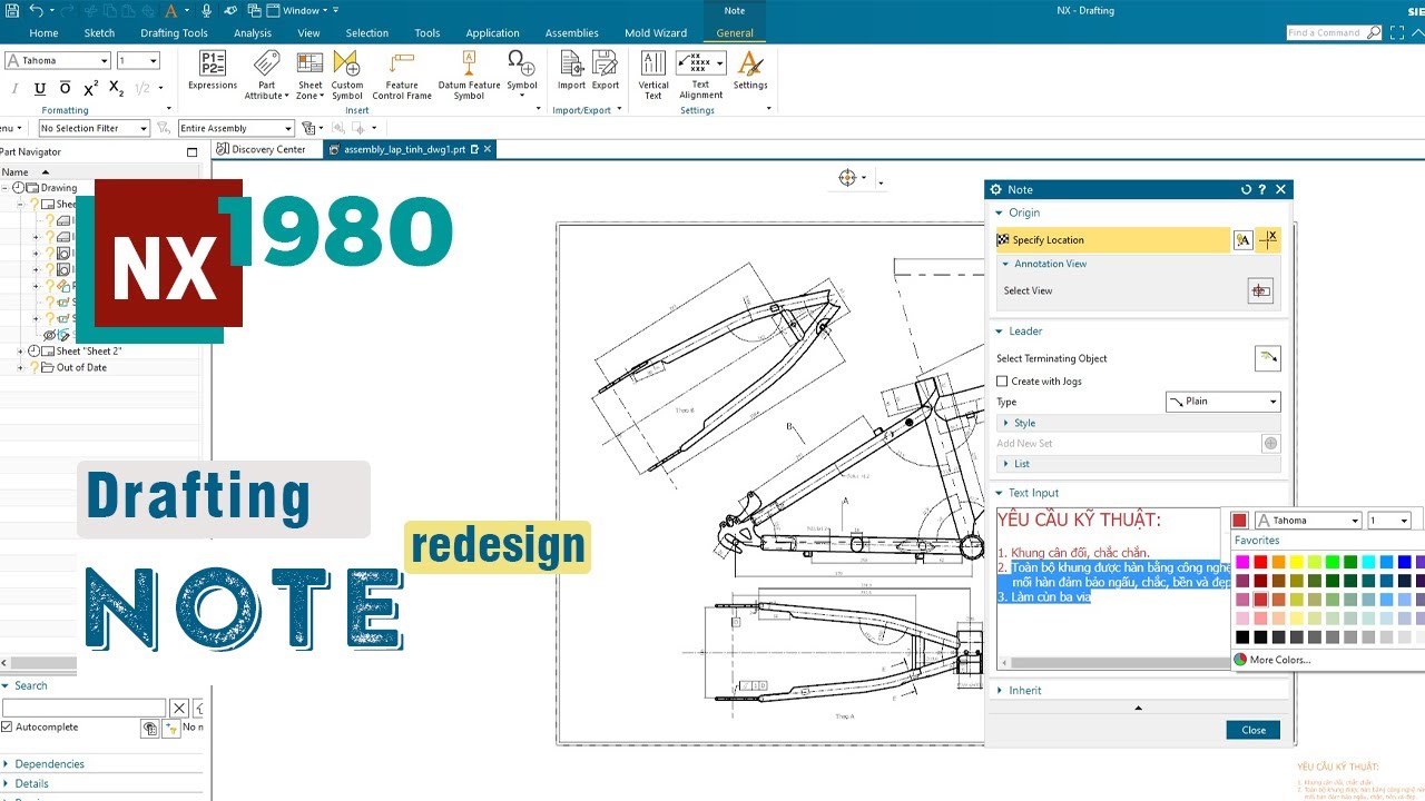 NX 1980 Drafting - Note | Lệnh ghi chú được cải tiến mới - YouTube