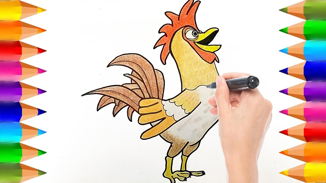 Cómo dibujar y colorear al Gallo Bartolito de la Granja de Zenón | Dibujos para niños