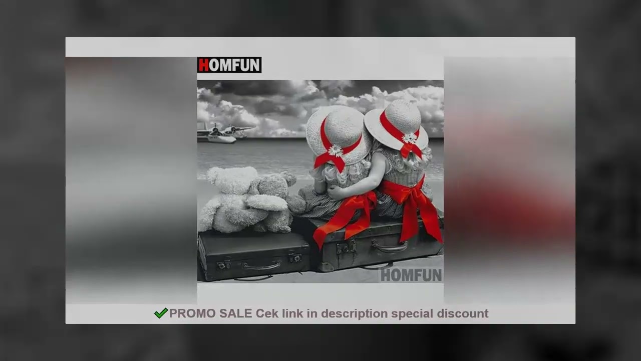 HOMFUN Full Square/Round Drill 5D DIY Diamond Painting "Seaside child" 3D Diamond Embroidery Cross S