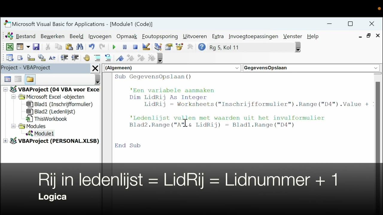 04 VBA voor Excel - Een variabele gebruiken - YouTube 04 Vba Voor Excel - Een Variabele Gebruiken - Youtube