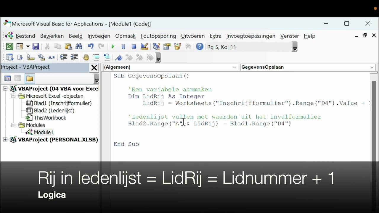 04 Vba Voor Excel - Een Variabele Gebruiken - Youtube