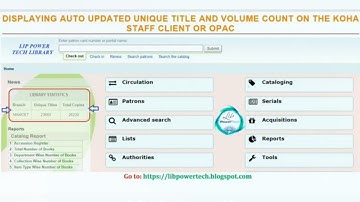 Displaying Auto Updated Number of Titles and Volumes Count on the Koha Staff Client or OPAC