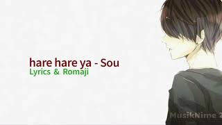 Hare hare ya - Sou | Lyrics \u0026 Romaji | MusikNime