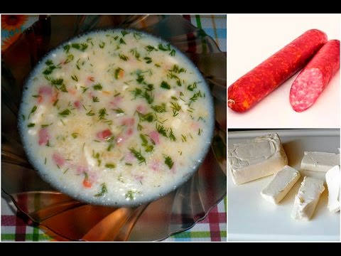 Видео рецепт Сырный суп с копченой колбасой