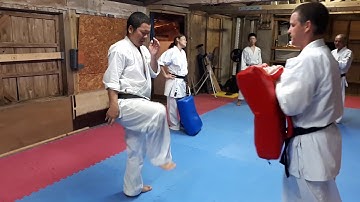 Uechi ryu kumite training in the Koza dojo Okinawa