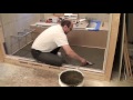 How to Mortar Shower Pan. HardieBacker on plywood floor. Bathroom Remodeling. 16.
