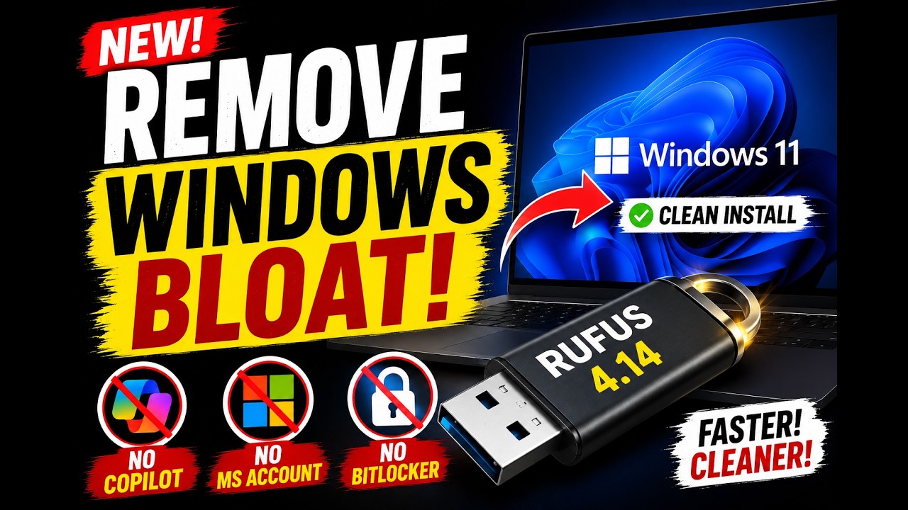 NEW Windows 11 Debloat Method Rufus 4 14 – No Copilot, MS Account ...