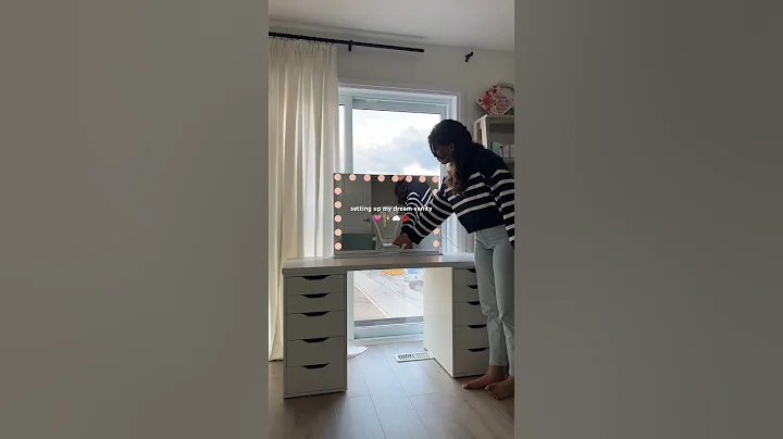 in love with my vanity setup 😭 #makeupvanity #vanitymirror #makeuproom #ikea