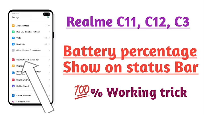 Realme C11 , C12,  C3, Battery percentage Show on status Bar Hidden tips and tricks