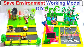 save environment working model | inspire science project | diy | howtofunda | dc motor | solar panel