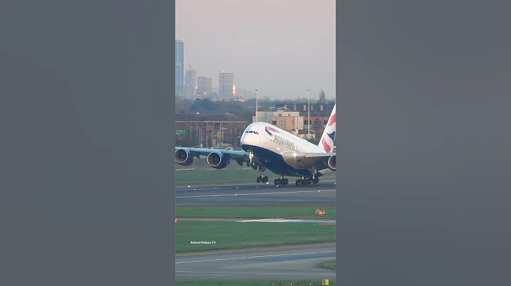 British Airways A380 takeoff from London Heathrow